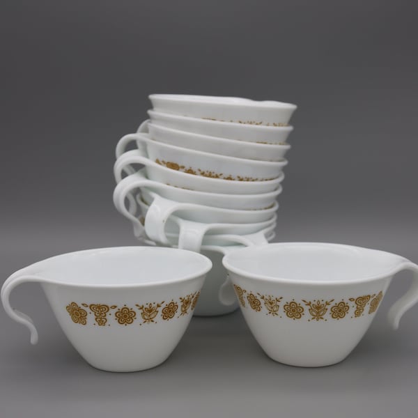 Corelle Butterfly Gold Open Handle Coffee Cup - Hook Handle Golden Butterfly Tea Cups