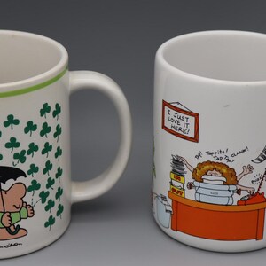 1981 Ziggy Shamrock Mug OR 1984 Hallmark How to Get Along at the Office Mug - Vintage Ziggy Collector - Vintage Hallmark Collector Cup  Gift for office worker gift for office staff
