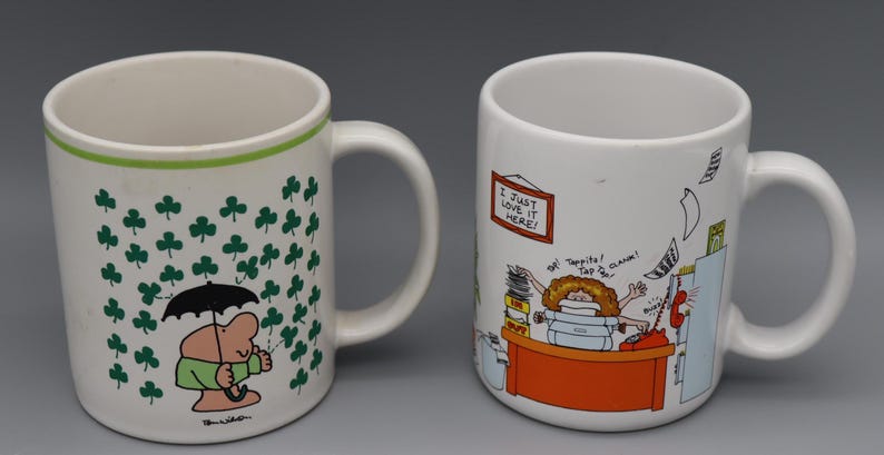 1981 Ziggy Shamrock Mug OR 1984 Hallmark How to Get Along at the Office Mug - Vintage Ziggy Collector - Vintage Hallmark Collector Cup  Gift for office worker gift for office staff