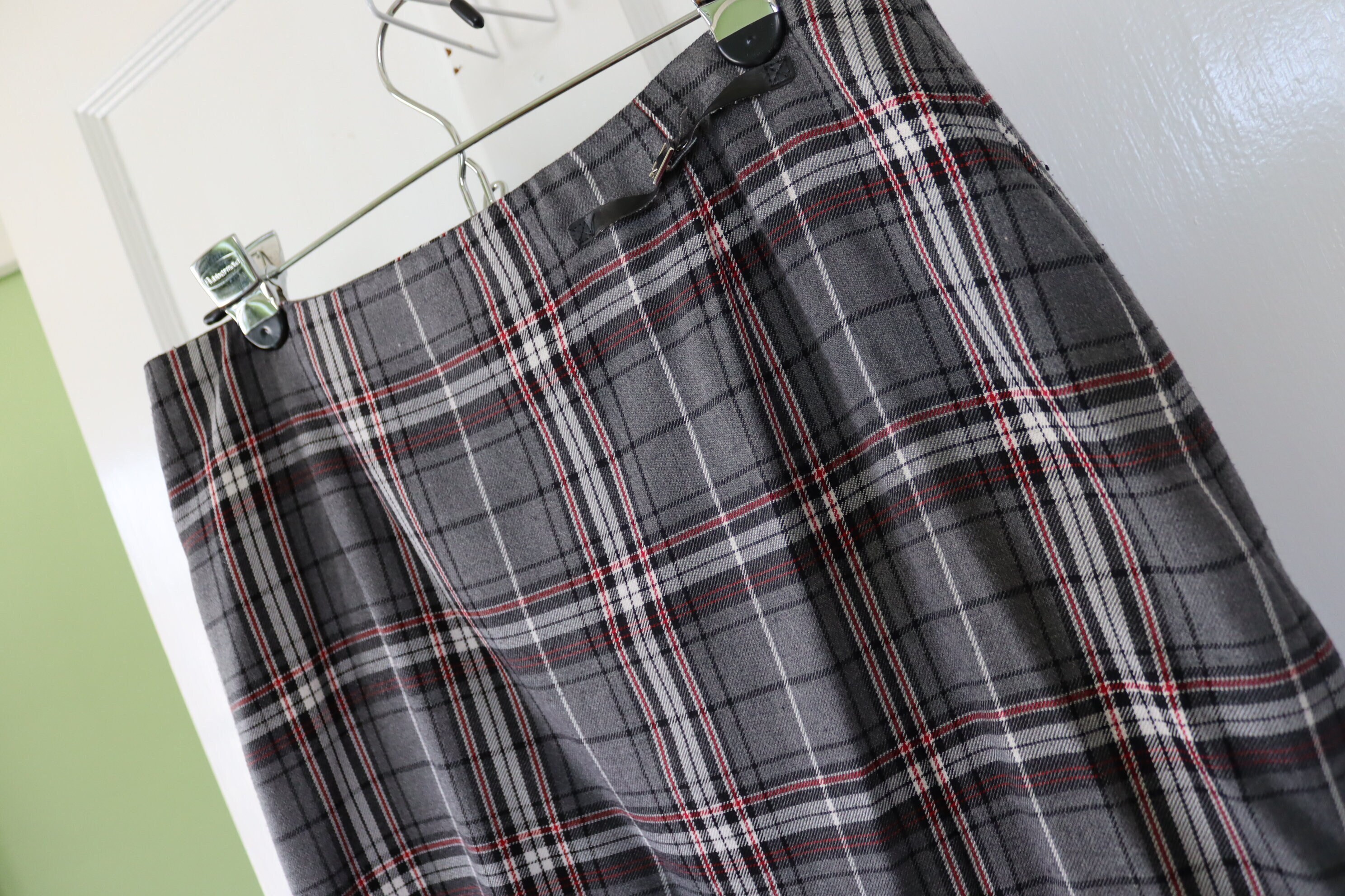 Grey plaid wrap skirt online