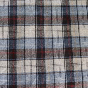 Gray and Light Blue Plaid/Tartan Wool Fabric -Vintage Wool Plaid Fabric -Gray & blue wool fabric for clothing, historical or cosplay costume