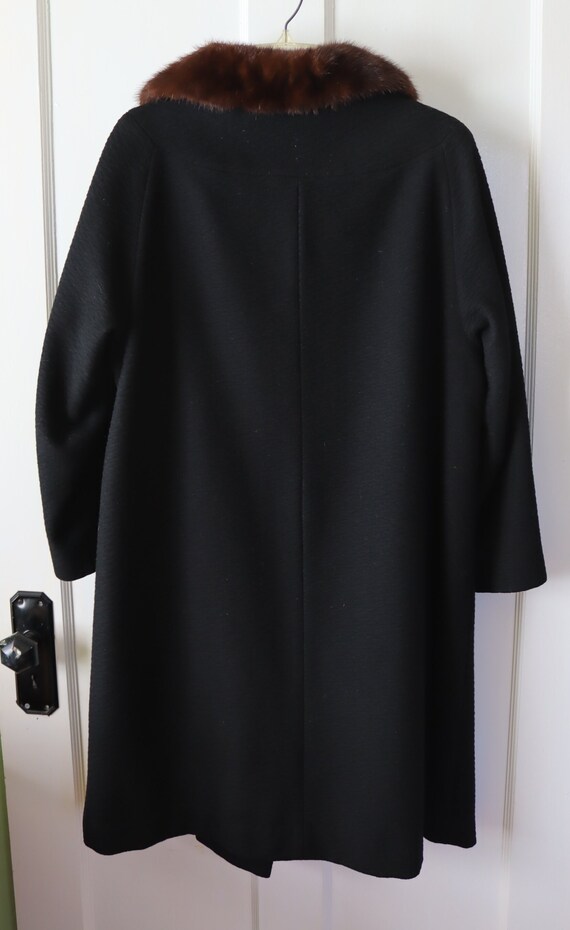 1950s/60s Fur Collar Black Wool Coat - image 5