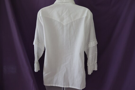 Western / Cowgirl White Eyelet Lace Blouse with P… - image 8