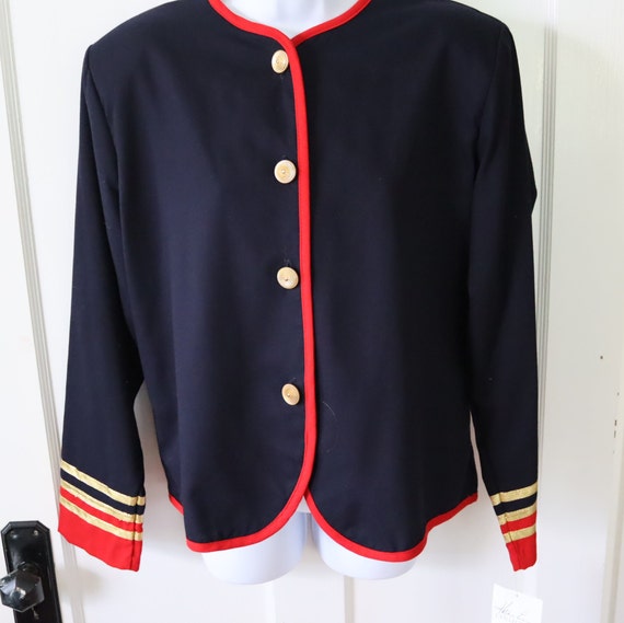 Chaqueta estilo militar de los anos 80 y 90 en rojo azul marino y dorado Blazer vintage azul marino y rojo con detalles dorados como nuevo con etiquetas Chaqueta estilo militar Etsy Espana