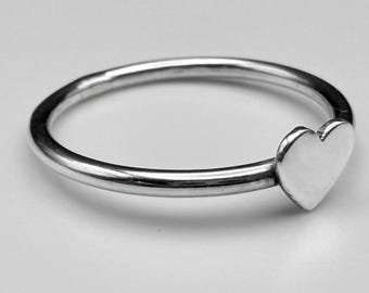 Sterling Silver Heart Ring | Solid Silver | Recycled | Dainty Heart Ring | Handmade in the UK