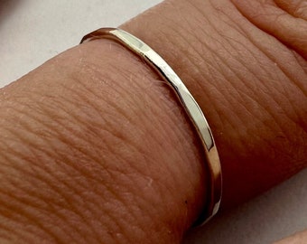 9ct White Gold Hammered Stacking Ring | Solid Gold | Recycled | Handmade in the UK