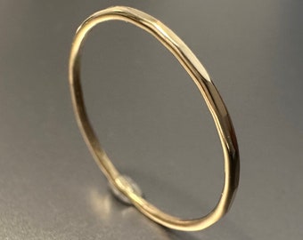 9ct Yellow Gold Hammered Stacking Ring | Solid Gold | Recycled | Handmade in the UK