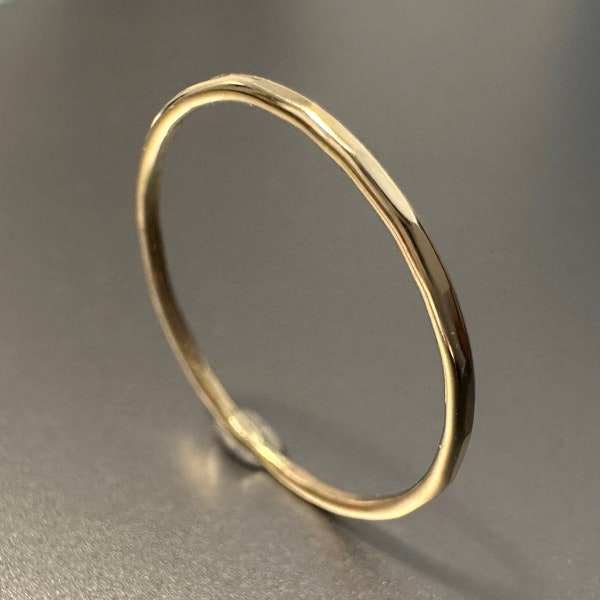 9ct Yellow Gold Hammered Stacking Ring | Solid Gold | Recycled | Handmade in the UK