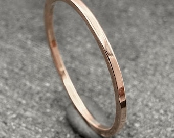 9ct Red Gold Square Stacking Ring | Solid | Rose | Gold | Recycled | Handmade in the UK