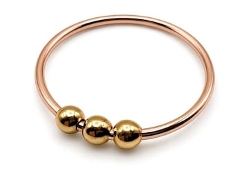 9ct Rose Gold Fidget Ring | 3 Beads | For Her | Anxiety Ring | 9ct | Solid Gold | Handmade in the UK