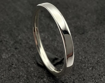 Flat Court Ring | Sterling Silver | 925 | Recycled | Comfort Fit | Handmade in the UK