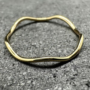 9ct Yellow Gold Wavy Stacking Ring | Solid Gold | Recycled | Handmade in the UK