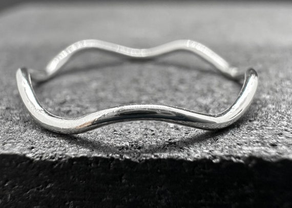 9ct White Gold Wavy Stacking Ring | Solid Gold | Recycled | Handmade in the UK