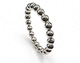 Beaded Sterling Silver Ring | 925 | Bold | 3mm | Thumb Ring | Recycled Material | Handmade in the UK