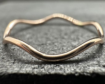 9ct Rose Gold Wavy Stacking Ring | Solid Gold | Recycled | Handmade in the UK