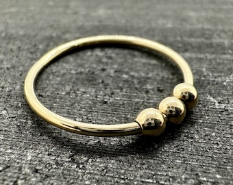 NEW 9ct Gold Fidget Ring | 3 Beads | For Her | Anxiety Ring | 9ct | Solid Gold | Handmade in the UK