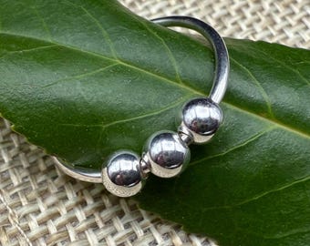 Sterling Silver Fidget Ring | Round Beads | 925 | Stacker | Spinner | Beads | Recycled Material | Handmade in the UK