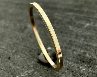 9ct Yellow Gold Square Stacking Ring | Solid Gold | Recycled | Handmade in the UK