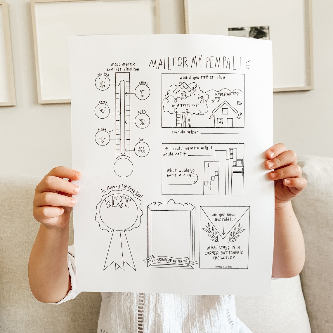 Pen Pal Kit Printables Snail Mail Kids Penpal Set - Etsy