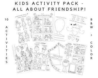 Friendship Activity Book For Kids 4-12 Digital Download / Children Coloring Pages / Kids Activity Printable PDF /Friendship Book PDF