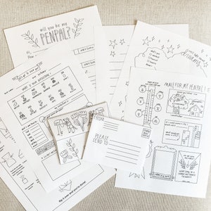 Pen Pal Kit Printables - Snail Mail - Kids Penpal Set - Printable envelopes - PDF download - Pen Pal Stationery Supplies - Pen Pal Template