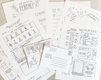 Pen Pal Kit Printables - Snail Mail - Kids Penpal Set - Enveloppes imprimables - Téléchargement PDF - Pen Pal Papeterie Fournitures - Pen Pal Template