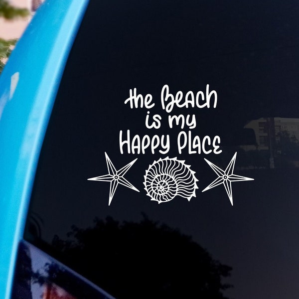 The beach is my happy place decal, Beach decals for cars and trucks, Water bottle Tumbler Decals, Beach Vibes Laptop Decals and stickers