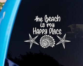 The beach is my happy place decal, Beach decals for cars and trucks, Water bottle Tumbler Decals, Beach Vibes Laptop Decals and stickers