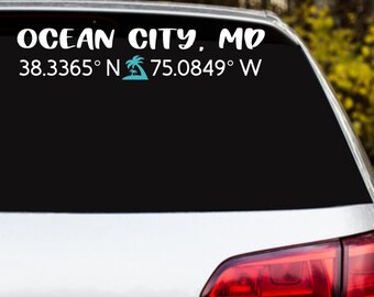 Latitude and longitude coordinates beach decal stickers -Beach decals for cars and trucks, Water bottle Tumbler Decals, Beach Vibes Laptop