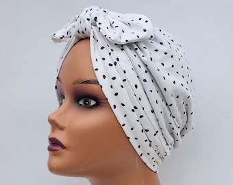 Turban for women,Satin lined pretied bow turban,pretied cotton headwrap, chemo hat,chemo gift,alopecia hat, Beanie headwear,summer headscarf