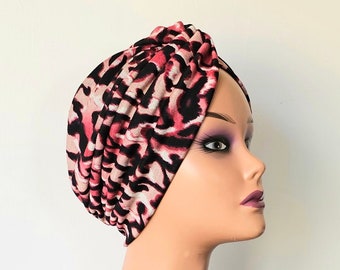 Pretied winter turban cap for women, chemo alopecia headwear,pretied beanie headwrap gift for her,winter beanie vintage style headscarf hat