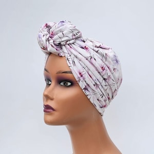 Pretied adjustable turban cap,cotton vintage/boho summer hat,pretied headwrap,chemo alopecia hairloss beanie ,gift for chemo,women headwear