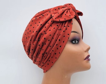 Turbante para mujer, turbante con lazo preatado y forro de satén, turbante de algodón preatado, gorro de quimioterapia, regalo de quimioterapia, gorro de verano para la alopecia, gorro tipo gorro.