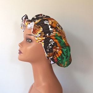 Satin bonnet, reversible satin bonnet, floral print silk bonnet, sleeping bonnet, night cap, hair care gift, gift for her, silk sleep scarf