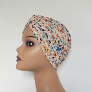 Soft floral cotton jersey vintage pretied turban,turban headwrap for women,chemo turban,alopecia hat,Beanie hat,gift for her,gift for chemo