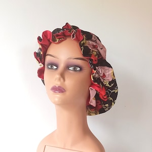 Gorro de cetim, gorro de cetim reversível, gorro de seda com estampa floral, gorro de dormir, touca de noite, presente para cuidados com os cabelos, presente para ela, lenço de seda para dormir