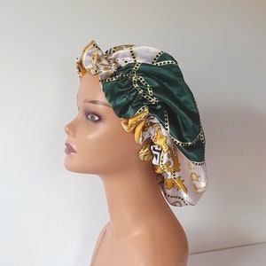 Satin bonnet, reversible satin bonnet, floral print silk bonnet, sleeping bonnet, night cap, hair care gift, gift for her, silk sleep scarf