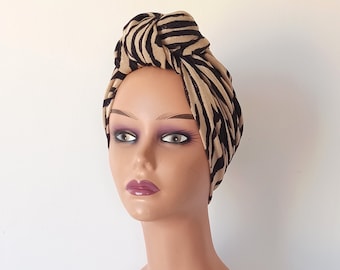 Adjustable pretied Animal print Turban cap for women,pre tied chemo alopecia headwrap,Beanie hat,Tiger print hairloss headwear, gift for her
