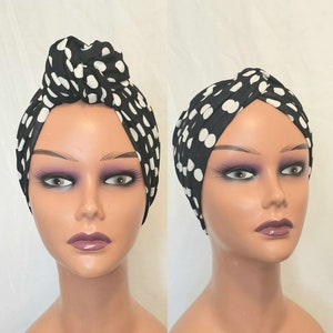 Pretied Turban for women, Vintage style  pretied beanie turban headwrap, chemo alopecia hat,gift for chemo, pretied hairscarf,women headwear
