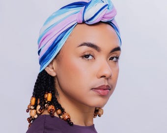 Pretied Cotton Jersey Turban, Vintage Knot Headwrap for Alopecia, Fashion Headwear