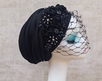 Turban for women, party Guest hat, Embellished body pleated turban, auto gele, pretied cap, pleated hat, headwrap, chemo gift, alopecia