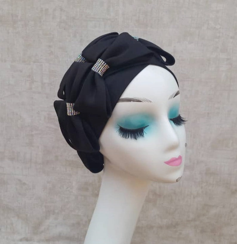 Unique Bow Cap, Body Pleated Turban Cap, Turban for Women, Pretied ...