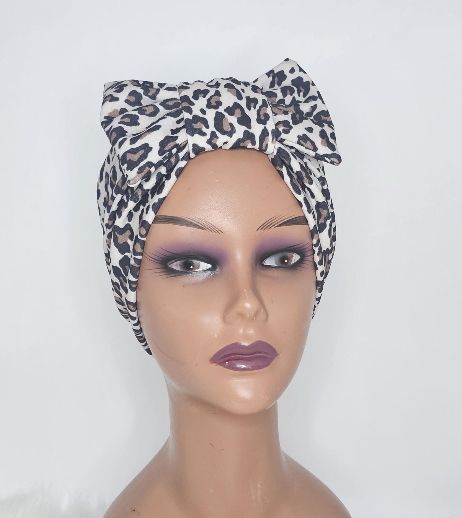 Turban for Women,leopard Print Satin Lined Winter Turban  display picture 1