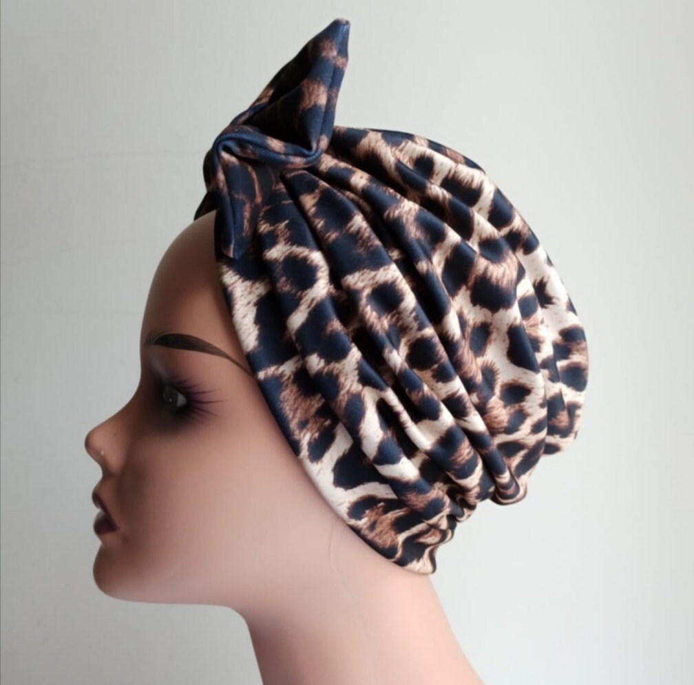 Leopard Print Turbansatin Lined Animal Print Cap Turban for Etsy UK