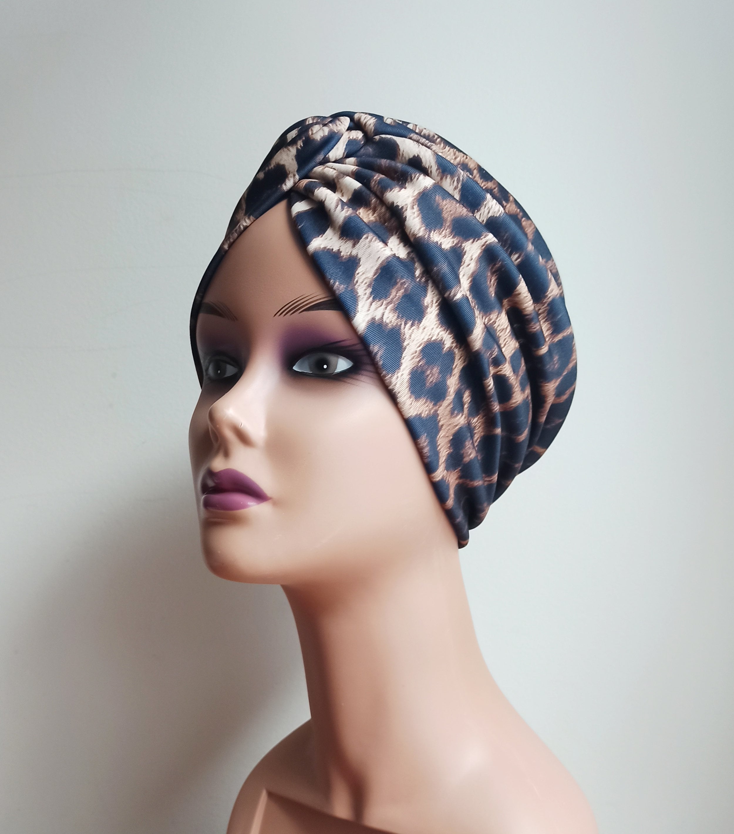 YO-HAPPY Bohemian vintage leopard tiger print unisex cotton turban hip hop hip hop kerchief turban 