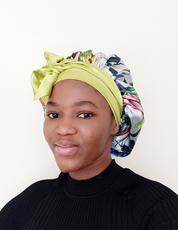 Satin Bonnet Silk Sleep Cap Adjustable 
