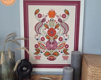 Tree of Life Cross Stitch Kit: Ethnic Floral Design