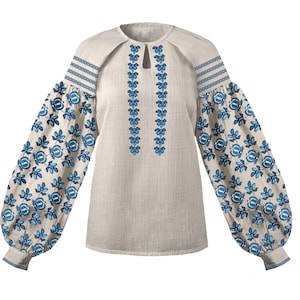Pattern for an embroidered shirt Embroidery ukrainian Cross Stitch Patterns flowers Cross Stitch ethnic cross stitch Blue flowers_001