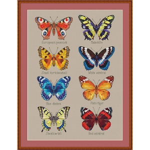 butterfly cross stitch pdf рattern butterflies set embroidery Instant Digital nature cross stitch insect embroidery sampler of beetles