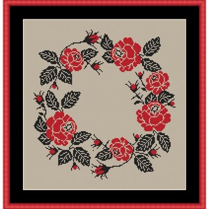 Ukrainian cross-stitch traditional flower embroidery ethnic embroidery cross stitch rose semplrer cross stitch Vintage Folk Embroidery